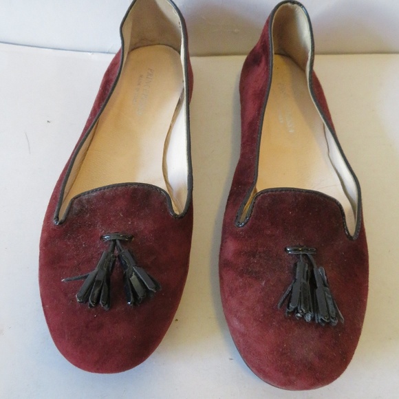 PRINCIPESSA MAROON/DARK RED SUEDE FLATS 8 - Picture 2 of 7